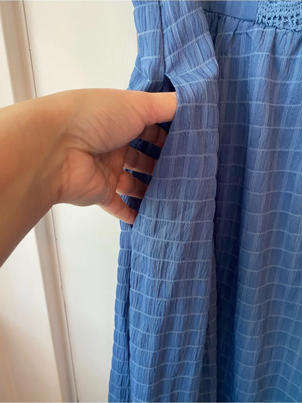 Bloomchic blue windowpane tonal dress size 14 - 16 comfy stretchy - Picture 6 of 8